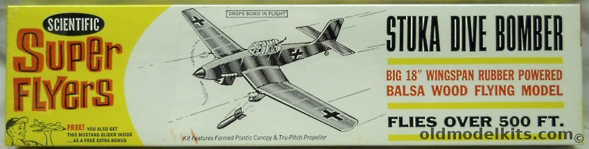 Scientific Ju-87 Stuka Dive Bomber Drops Bombs in Flight / With P-51D Mustang Glider - 18 Inch Wingspan Flying Aircraft, 153-100 plastic model kit